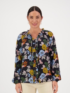 Vassalli V Neck Top with Front Frill and Ties-style-MCRAES