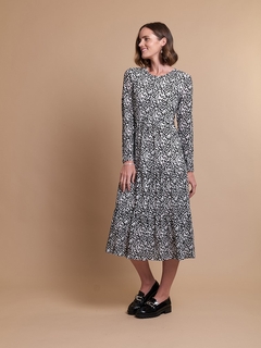 Foil Long Sleeve Tiered Dress-style-MCRAES