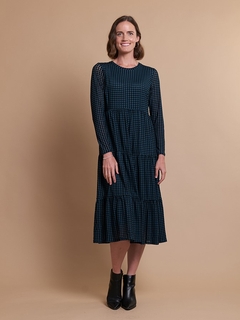 Foil Long Sleeve Tiered Dress-style-MCRAES