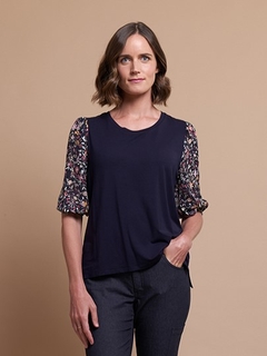 Oh Three Contrast Puff Sleeve Top-style-MCRAES