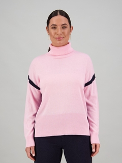 Vassalli High Neck Sweater with Contrast Trim -style-MCRAES