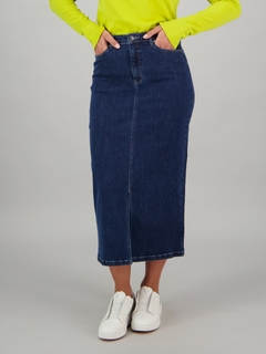 Vassalli Mid Length Denim Skirt-style-MCRAES