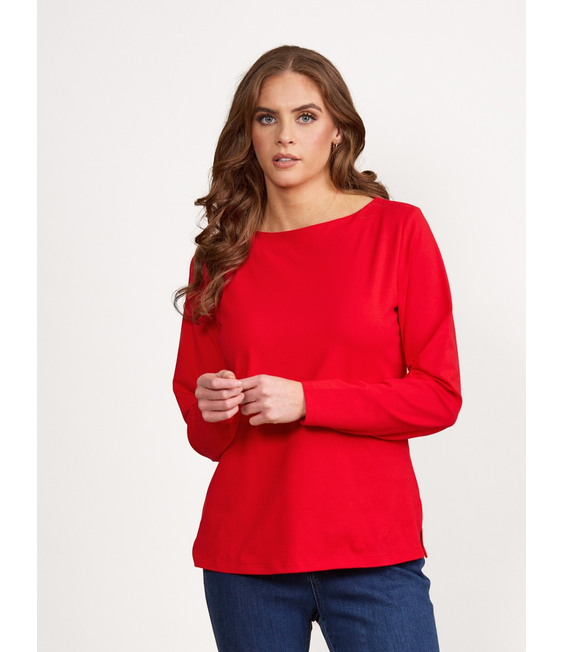 Vassalli Boat Neck Long Sleeve Top