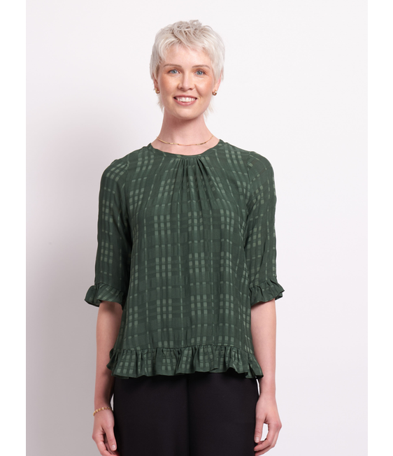 Foil Gathered Scoop Hem Top