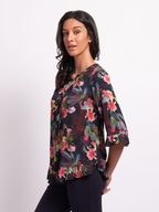 Foil Gathered Scoop Hem Top