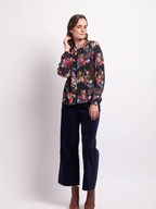 Foil Gathered Yoke Top