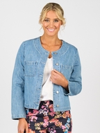 Vassalli Collarless Denim Jacket