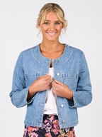 Vassalli Collarless Denim Jacket