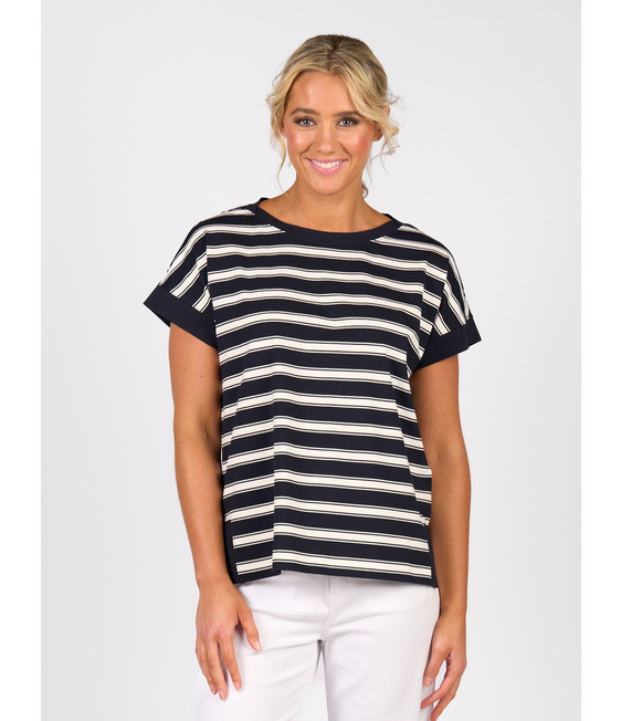 Vassalli Drop Sleeve Top with Stepped Hem 