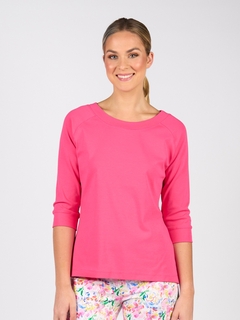 Vassalli Boat Neck Top with 3/4 Sleeve-style-MCRAES