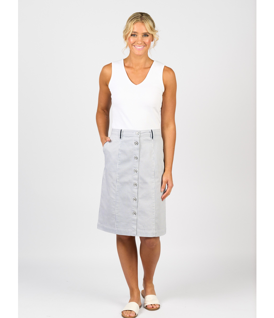 Vassalli Knee Length Skirt with Contrast Buttons