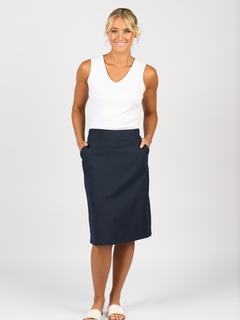 Vassalli Flat Front Pull On Skirt-style-MCRAES