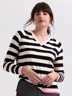 Zaket & Plover Essential Stripe V Jumper-style-MCRAES