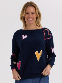 Zaket & Plover Intarsia Hearts Jumper-style-MCRAES