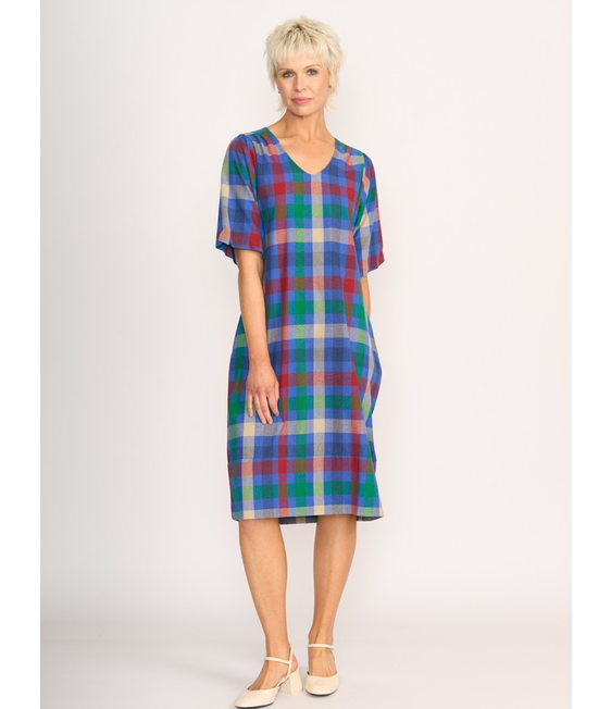 Memo Balloon Sleeve Check Dress