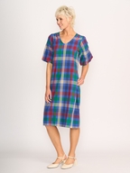 Memo Balloon Sleeve Check Dress