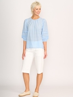 Memo Pintuck Volume Sleeve Check Top