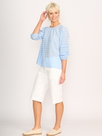 Memo Pintuck Volume Sleeve Check Top