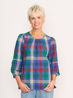 Memo Pintuck Volume Sleeve Check Top