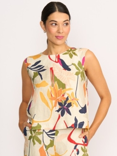 Foil Sleeveless Pleat Back Linen Top-style-MCRAES