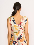 Foil Sleeveless Pleat Back Linen Top