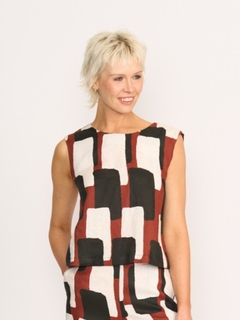 Foil Sleeveless Pleat Back Linen Top-style-MCRAES
