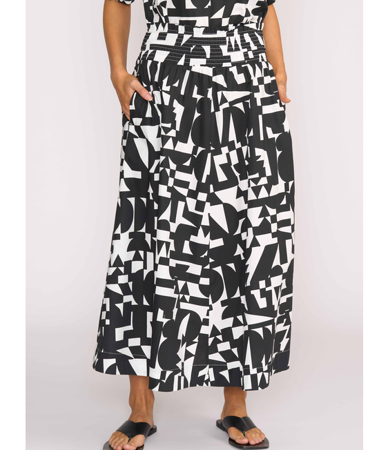 Foil A Line Shirred Waist Skirt