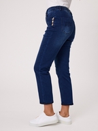 Classified Knit Denim 7/8 Jean with Brooch Detail