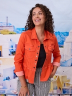 Classified Stretch Drill Jacket with Brooch Detail