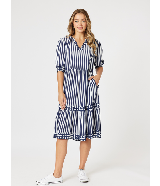 Threadz Harelequin Stripe Tie  Dress