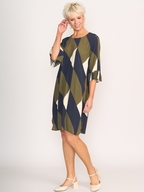 Foil Fluted Sleeve Shift Dress