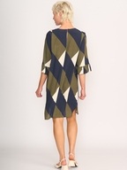 Foil Fluted Sleeve Shift Dress