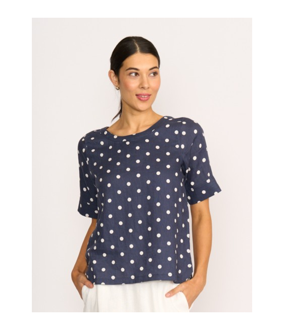 Foil Linen Pleat Back Top