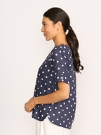 Foil Linen Pleat Back Top