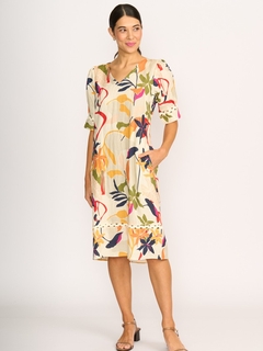 Foil Linen Trim Time Dress-style-MCRAES