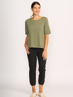 Esplanade Wide Neck Elbow Sleeve Tee