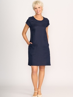 Foil Linen Fringe Scoop Neck Dress-style-MCRAES