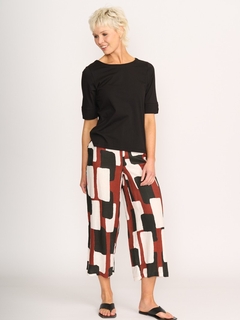 Foil Wide Leg Cropped Linen Pant-style-MCRAES