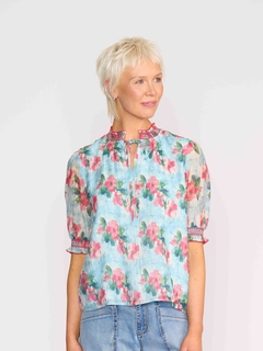 Memo Shirred Short Sleeve Blouse-style-MCRAES