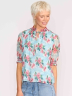 Memo Shirred Short Sleeve Blouse