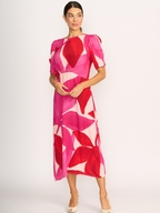 Foil Gathered Sleeve Dress