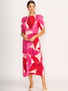 Foil Gathered Sleeve Dress-style-MCRAES