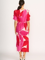 Foil Gathered Sleeve Dress