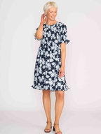 Foil Shirred Body & Sleeve Dress