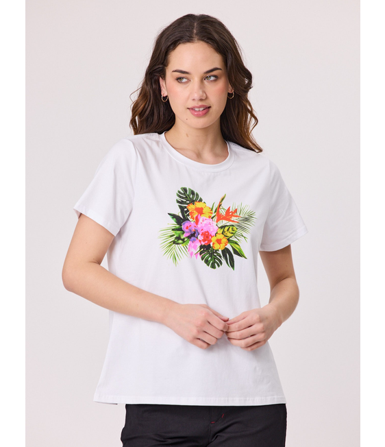 Democracy Tropical Print T- Shirt