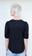 White on Black Button Back Top