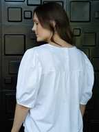 White on Black Button Back Top