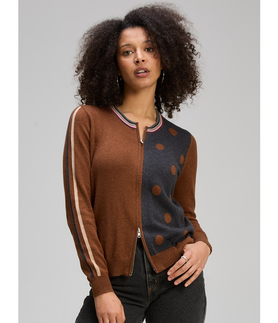 Zaket & Plover Stripe Spot Zip Up
