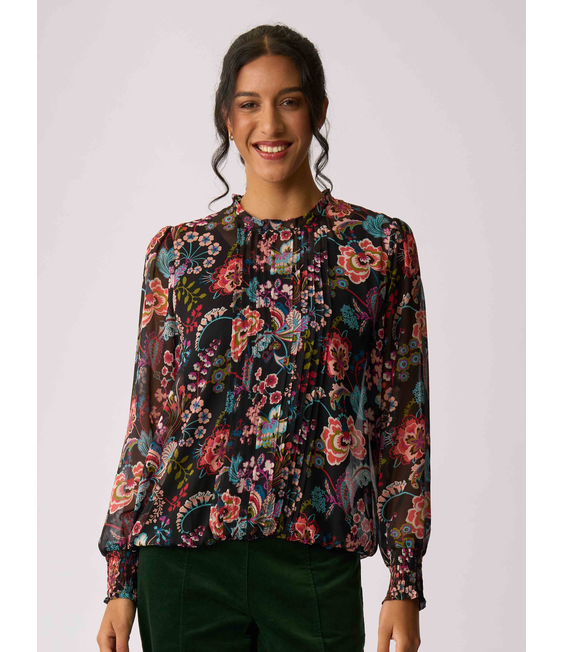 Memo Chiffon Pintuck Front Top