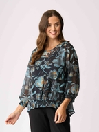 Memo Chiffon Shirred Detail Top